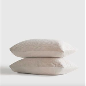 NWOT Quince 100% Organic Cotton Luxe Honeycomb Standard Sham Set In Sand